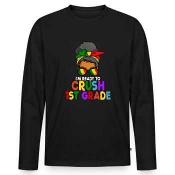 Juneteenth Unordentliches Br�tchen Ich bin bereit, - Männer Premium Bio Langarmshirt - Schwarz - Vorne - Nico (187cm)