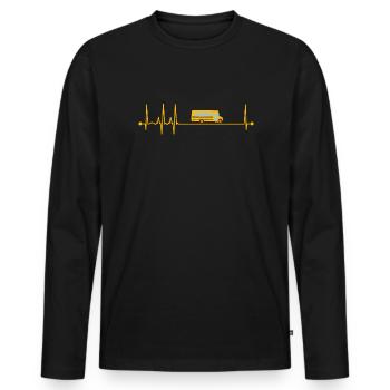 Schulbus Herzschlag EKG Pulse Schulbusfahrer - Männer Premium Bio Langarmshirt - Schwarz - Vorne - Nico (187cm)
