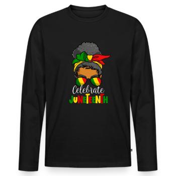 Feiern Sie die schwarze Frau von Juneteenth Messyc - Männer Premium Bio Langarmshirt - Schwarz - Vorne - Nico (187cm)