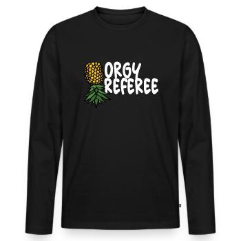 Orgie Schiedsrichter Swinger Party verkehrt herumE - Männer Premium Bio Langarmshirt - Schwarz - Vorne - Nico (187cm)