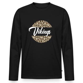 Wikinger High School Maskottchen Sportteam FrauenW - Männer Premium Bio Langarmshirt - Schwarz - Vorne - Nico (187cm)