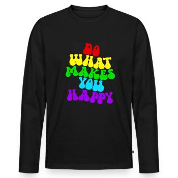 Tu, was dich gl�cklich macht - Männer Premium Bio Langarmshirt - Schwarz - Vorne - Nico (187cm)