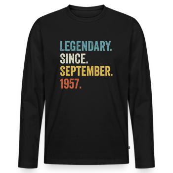 Legendary Since September 1957 65. Geburtstag - Männer Premium Bio Langarmshirt - Schwarz - Vorne - Nico (187cm)