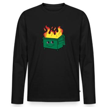 M�llcontainer Fire Happy Smile Face alles ist in O - Männer Premium Bio Langarmshirt - Schwarz - Vorne - Nico (187cm)