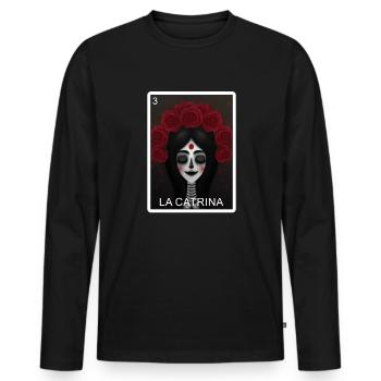 La Catrina Card Day der toten mexikanischen Lotter - Männer Premium Bio Langarmshirt - Schwarz - Vorne - Nico (187cm)