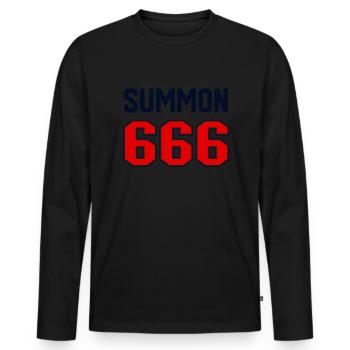 Beschw�rung 666 Jersey Satanist Teufel Anbieter 66 - Männer Premium Bio Langarmshirt - Schwarz - Vorne - Nico (187cm)