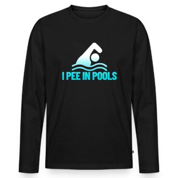 Ich pinkle in Pools lustiger Urlaubshumor schwimme - Männer Premium Bio Langarmshirt - Schwarz - Vorne - Nico (187cm)