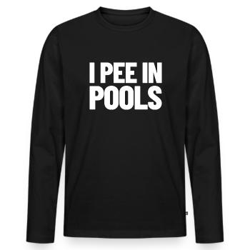 Ich pinkle in Pools lustiger Urlaubshumor schwimme - Männer Premium Bio Langarmshirt - Schwarz - Vorne - Nico (187cm)