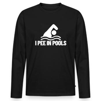 I pee swim in pools funny holiday humor - Men's Premium Organic Long Sleeve Shirt - black - Front - Nico (187cm)