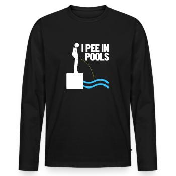 Ich pinkle in Pools lustiger Urlaubshumor schwimme - Männer Premium Bio Langarmshirt - Schwarz - Vorne - Nico (187cm)