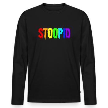 Stoopid Dripy Rainbow Dripin Letter Streetwear - Men's Premium Organic Long Sleeve Shirt - black - Front - Nico (187cm)