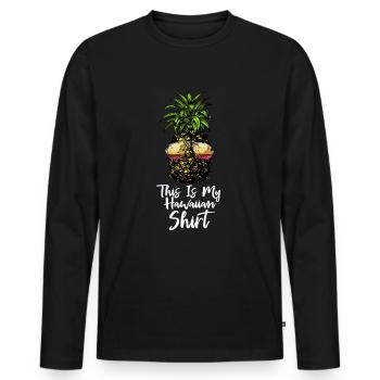 Pineapple This is my Hawaiian Shirt Retro Haw - Men's Premium Organic Long Sleeve Shirt - black - Front - Nico (187cm)