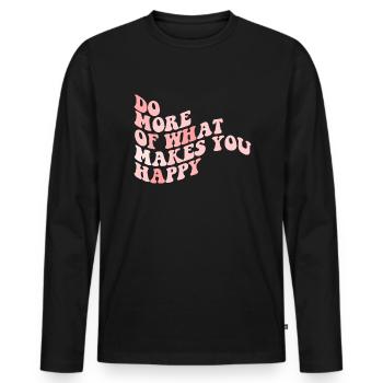 Tue mehr von dem, was dich gl�cklich macht - Männer Premium Bio Langarmshirt - Schwarz - Vorne - Nico (187cm)