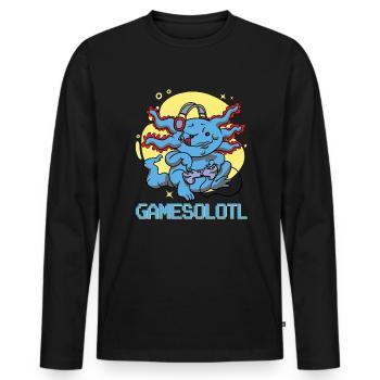 Gamesolotl Axolotl Video Game Player Gamer Axolotl - Männer Premium Bio Langarmshirt - Schwarz - Vorne - Nico (187cm)