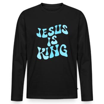 Jesus ist K�nig Christian Glaube inspirierende Jes - Männer Premium Bio Langarmshirt - Schwarz - Vorne - Nico (187cm)