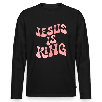 Jesus ist K�nig Christian Glaube inspirierende Jes - Männer Premium Bio Langarmshirt - Schwarz - Vorne - Nico (187cm)