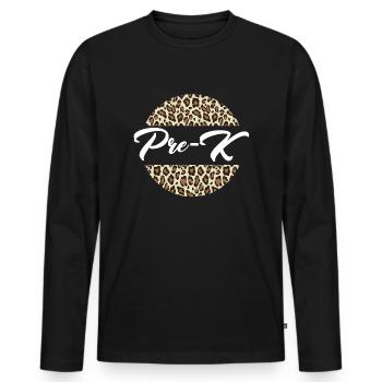 Pre-K-Cheetah-Druck zur�ck zum Schullehrer �ler - Männer Premium Bio Langarmshirt - Schwarz - Vorne - Nico (187cm)