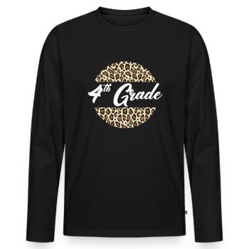 4. Klasse Geparden Print School Lehrer �ler - Männer Premium Bio Langarmshirt - Schwarz - Vorne - Nico (187cm)