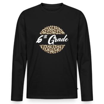 6. Klasse Cheetah Print School Lehrer �ler - Männer Premium Bio Langarmshirt - Schwarz - Vorne - Nico (187cm)