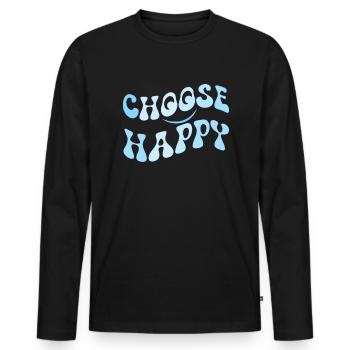 W�hlen Sie Happy Smile Face Motivate Inspire Happy - Männer Premium Bio Langarmshirt - Schwarz - Vorne - Nico (187cm)