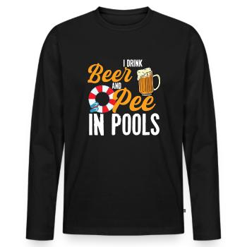 Ich trinke Bier und pinkle in Pools lustiges Schwi - Männer Premium Bio Langarmshirt - Schwarz - Vorne - Nico (187cm)