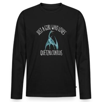 Nur ein M�dchen, das Quetzalcoatlus Dinosaurier li - Männer Premium Bio Langarmshirt - Schwarz - Vorne - Nico (187cm)