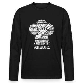 Meister des Rauch- und Feuergrills BBQ -M�nner - Männer Premium Bio Langarmshirt - Schwarz - Vorne - Nico (187cm)