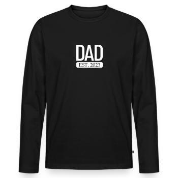 Papa est. 2023 Schwangere Frau New Vaters Day M�nn - Männer Premium Bio Langarmshirt - Schwarz - Vorne - Nico (187cm)