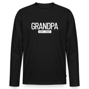 Opa Est. 2023 Neues Gro�elternteil Opa - Männer Premium Bio Langarmshirt - Schwarz - Vorne - Nico (187cm)