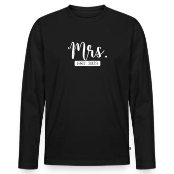 Frau Est. 2023 passendes Paar frisch verheiratet v - Männer Premium Bio Langarmshirt - Schwarz - Vorne - Nico (187cm)