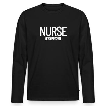 Krankenschwester Est. 2023 Pflegekrankenschwester - Männer Premium Bio Langarmshirt - Schwarz - Vorne - Nico (187cm)