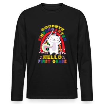 Auf Wiedersehen Kindergarten Hallo M�dchen in der - Männer Premium Bio Langarmshirt - Schwarz - Vorne - Nico (187cm)