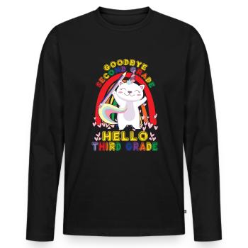 Auf Wiedersehen 2. Klasse Hallo dritte �ler - Männer Premium Bio Langarmshirt - Schwarz - Vorne - Nico (187cm)