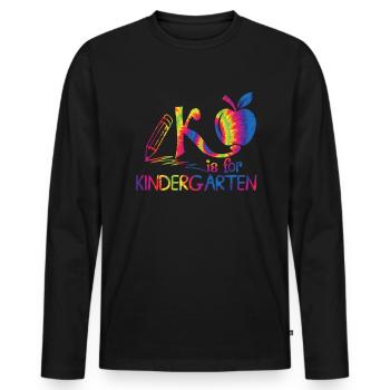 K ist f�r Kinderg�rtner Tye Dye zur�ck zur Schule - Männer Premium Bio Langarmshirt - Schwarz - Vorne - Nico (187cm)