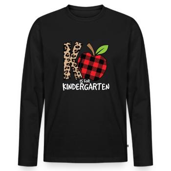 K ist f�r Kinderg�rtner zur�ck in die Schule - Männer Premium Bio Langarmshirt - Schwarz - Vorne - Nico (187cm)