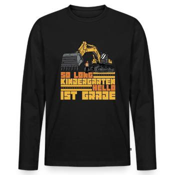 So lang - Männer Premium Bio Langarmshirt - Schwarz - Vorne - Nico (187cm)