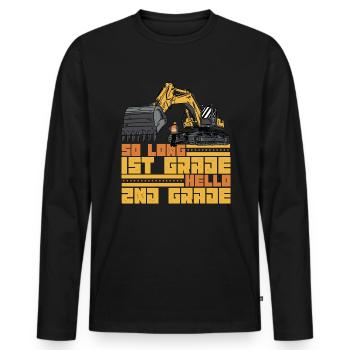 So lange 1. Klasse Hallo 2. �ler Jungen - Männer Premium Bio Langarmshirt - Schwarz - Vorne - Nico (187cm)