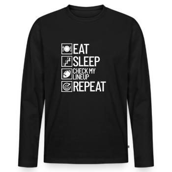 Ich schlafe, �berpr�fe meine Aufstellung wiederhol - Männer Premium Bio Langarmshirt - Schwarz - Vorne - Nico (187cm)