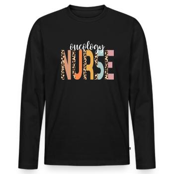 Krankenschwester Onkologie Krankenschwester Cheeta - Männer Premium Bio Langarmshirt - Schwarz - Vorne - Nico (187cm)