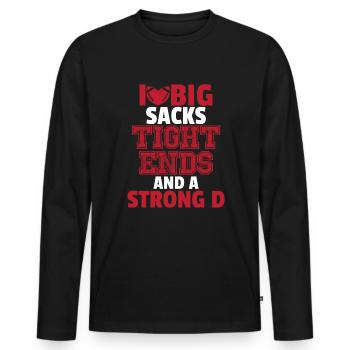 Ich liebe gro�e S�cke enge Enden und ein starkes d - Männer Premium Bio Langarmshirt - Schwarz - Vorne - Nico (187cm)