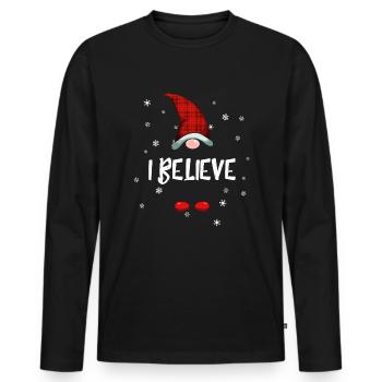 Ich glaube Gnome Family Christmas Pyjama Gnomeich - Männer Premium Bio Langarmshirt - Schwarz - Vorne - Nico (187cm)