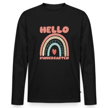 Hallo Kindergarten Bohemian Regenbogenstudent - Männer Premium Bio Langarmshirt - Schwarz - Vorne - Nico (187cm)
