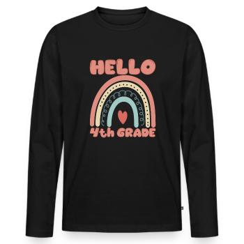 Hallo 4. Klasse zur�ck in die Schule Neue vierte K - Männer Premium Bio Langarmshirt - Schwarz - Vorne - Nico (187cm)