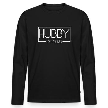 Ehemann Est. 2023 passendes Paar frisch verheirate - Männer Premium Bio Langarmshirt - Schwarz - Vorne - Nico (187cm)