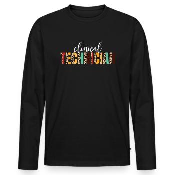 Clinical Technician Cheetah Print Technologe - Männer Premium Bio Langarmshirt - Schwarz - Vorne - Nico (187cm)