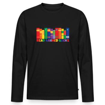 Lesen Sie verbotene B�cher B�cherwurmleser verbote - Männer Premium Bio Langarmshirt - Schwarz - Vorne - Nico (187cm)