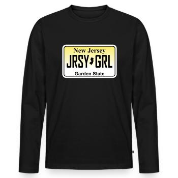 Jersey Girl Nummernschild Proud Womens Jersey Girl - Männer Premium Bio Langarmshirt - Schwarz - Vorne - Nico (187cm)