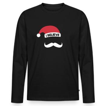 Ich glaubeich glaubeSanta Shirtich glaube Santa Sa - Männer Premium Bio Langarmshirt - Schwarz - Vorne - Nico (187cm)