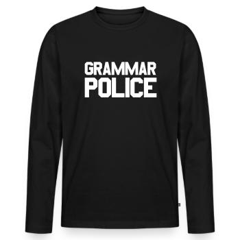 Grammatikpolizeikost�m Halloween Grammatikpolizei - Männer Premium Bio Langarmshirt - Schwarz - Vorne - Nico (187cm)