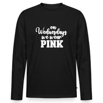 Mittwoch tragen wir Pink Mittwoch - Männer Premium Bio Langarmshirt - Schwarz - Vorne - Nico (187cm)